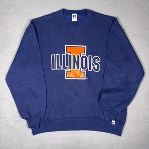 Vintage 90s Illinois Fighting Illini Russell Athletic Crewneck Navy XL